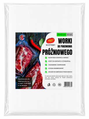 Worki próżniowe moletowane 30×40 cm – 50 szt., PA/PE, do pakowania i sous-vide.