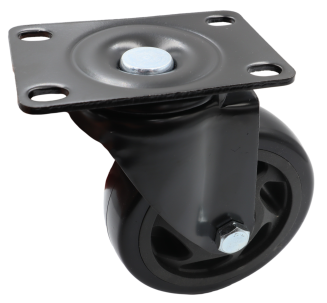 Zestaw 4 kółek obrotowych Ø 100 mm – gumowane, łożyskowane, podstawa 63 × 94 mm (bez hamulca) - 3