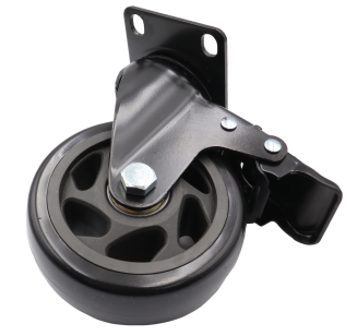 Zestaw 8 kółek obrotowych Ø 100 mm z hamulcem – gumowane, łożyskowane, podstawa 63 × 94 mm. - 6