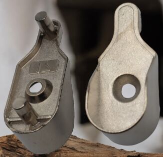 Wspornik drążka meblowego owalnego – zestaw montażowy z 2 bolcami i wkrętem, nikiel. - 2