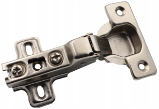 Zawias meblowy półnakładany do drzwi bliźniaczych, prowadnik H0, bez euro. - 2