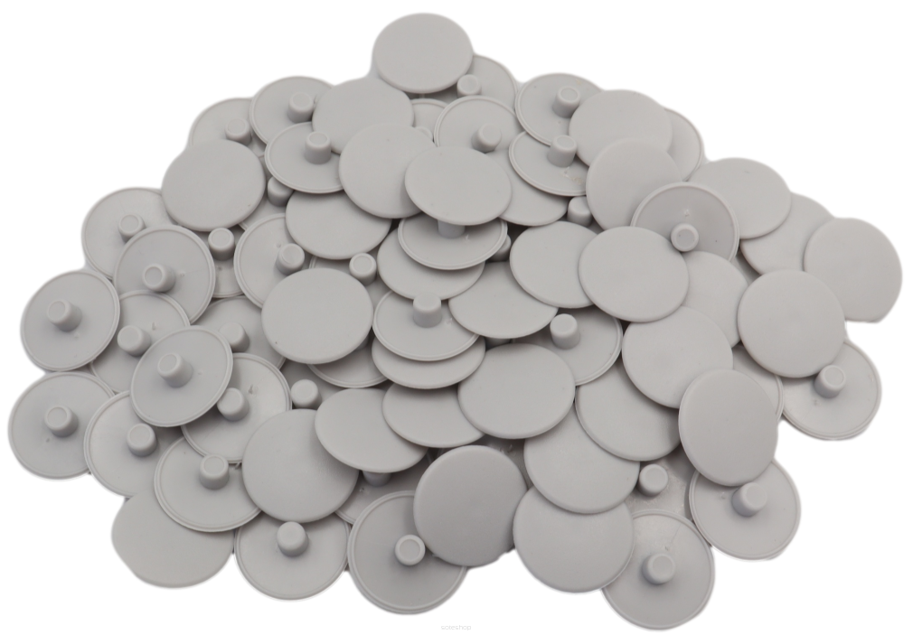 Zaślepka Ø 15 mm do mimośrodu – jasny szary, wciskana maskująca.