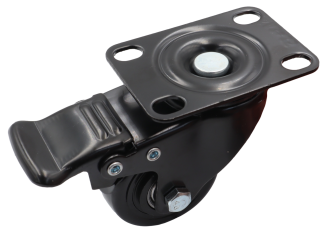 Zestaw 4 kółek obrotowych Ø 50 mm z hamulcem – gumowane, łożyskowane, podstawa 50 × 70 mm - 2