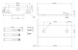 Wspornik półki LOFT typu T 150 × 100 × 50 mm, stalowy, czarny mat. - 7