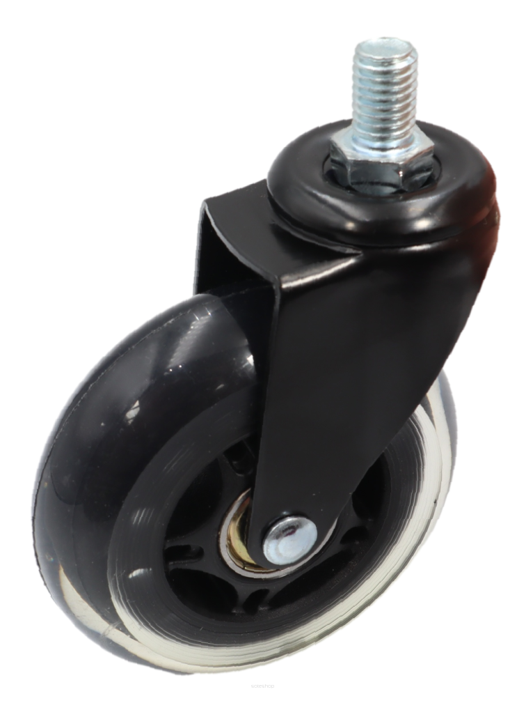 Kółko obrotowe Ø 75 mm, kauczukowe z trzpieniem montażowym M10 × 15 mm.