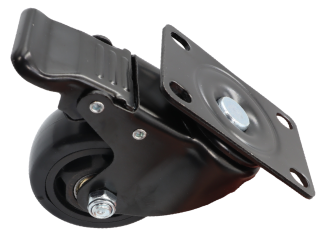 Zestaw 8 kółek obrotowych Ø 75 mm z hamulcem – gumowane, łożyskowane, podstawa 63 × 94 mm. - 4