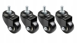 Kółko meblowe obrotowe Ø 40 mm — gumowane, czarne, trzpień gwintowany M8 × 15 mm. - 4