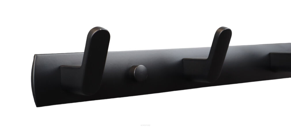 Wieszak loft czarny aluminiowy z 5 haczykami — ścienny organizer.