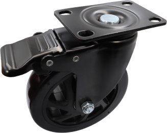 Zestaw 8 kółek obrotowych Ø 125 mm z hamulcem – gumowane, łożyskowane, podstawa 63 × 94 mm. - 2