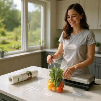 Rolka do pakowania próżniowego 20 × 1000 cm – folia moletowana PA/PE, do żywności, sous-vide. - 12