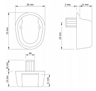 Wspornik drążka meblowego owalnego – biały uchwyt z tworzywa do szaf i garderób. - 3