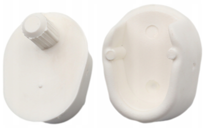 Wspornik drążka meblowego owalnego – biały uchwyt z tworzywa do szaf i garderób.