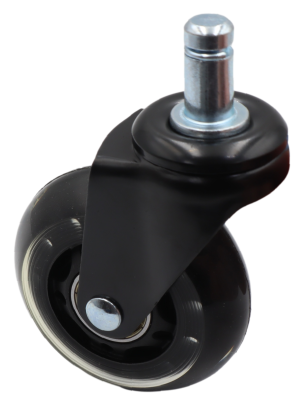 Kółko meblowe kauczukowe Ø 65 mm z trzpieniem montażowym 11 × 22 mm, łożyskowane.