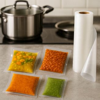 Rolka do pakowania próżniowego 28 × 1000 cm – folia moletowana PA/PE, do żywności, sous-vide. - 8