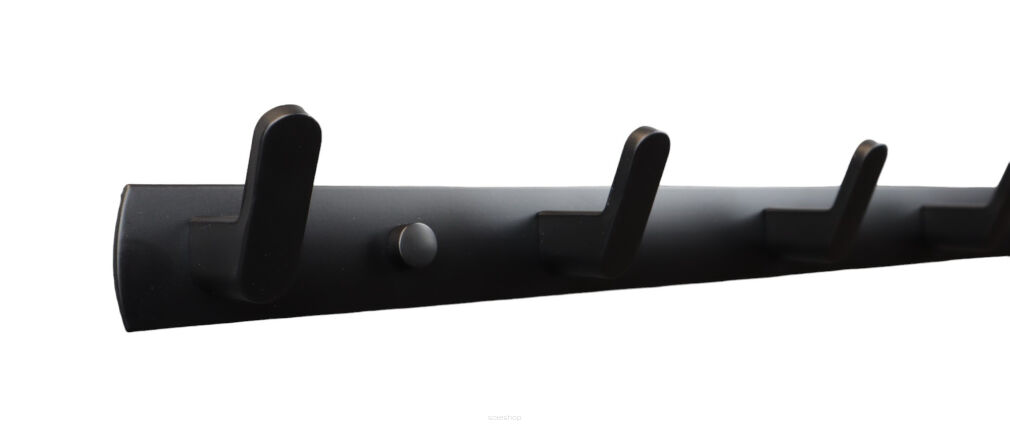 Wieszak loft czarny aluminiowy — 6 haczyków, montaż przykręcany.