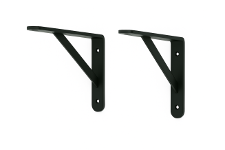 Wspornik półki czarny 400 x 280 x 29 mm, stalowy uchwyt z wzmocnieniem. - 2