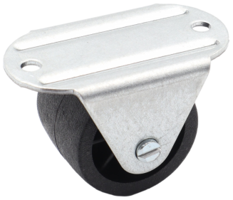 Rolka meblowa sztywna H32 mm,  czarna z płytką 48 × 27 mm. - 3