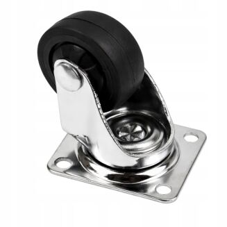 Kółko meblowe obrotowe Ø30 mm gumowe, chromowana podstawa 33 x 33 mm. - 3