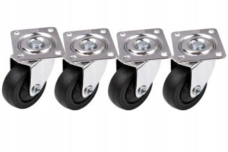 Kółko meblowe obrotowe Ø30 mm gumowe, chromowana podstawa 33 x 33 mm. - 4