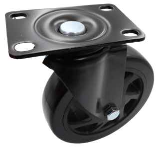 Zestaw 4 kółek obrotowych Ø 125 mm – gumowane, łożyskowane, podstawa 63 × 94 mm (bez hamulca) - 3