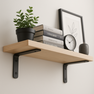 Zestaw 2× wsporników półki LOFT L250 × 180 × 38 mm – czarny mat + zestaw montażowy. - 5