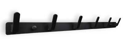 Wieszak ścienny loft czarny aluminiowy z 6 haczykami.