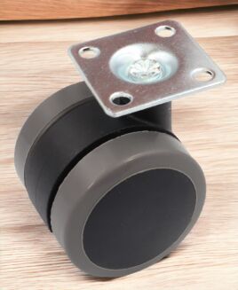 Kółko meblowe gumowane Ø 50 mm z płytką montażową 38 × 38 mm, obrotowe. - 2