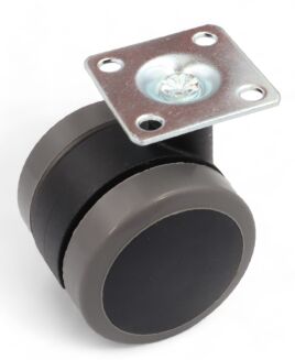 Kółko meblowe gumowane Ø 50 mm z płytką montażową 38 × 38 mm, obrotowe. - 3