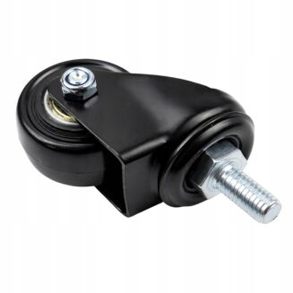 Kółko meblowe obrotowe Ø 50 mm — gumowane, czarne, trzpień gwintowany M8 × 15 mm. - 3