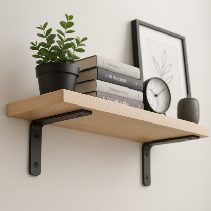 Wspornik LOFT typu L 150 × 100 × 38 mm, w czarnym macie.