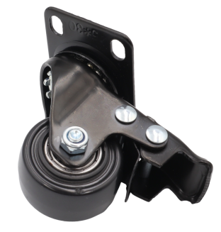 Zestaw 8 kółek obrotowych Ø 40 mm z hamulcem – gumowane, łożyskowane, podstawa 43 × 60 mm. - 4