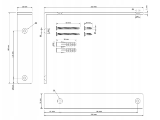 Zestaw 4× wsporników półki LOFT L250 × 180 × 38 mm – czarny mat + zestaw montażowy. - 6