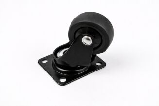 Kółko meblowe obrotowe Ø 30 mm — gumowane, czarne, z podstawą 33 × 33 mm. - 2