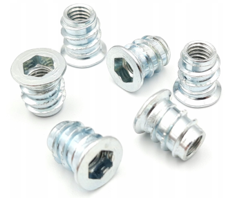 Mufa wkręcana z kołnierzem na imbus M6×10×13 mm — stalowa, dwugwintowa. - 2