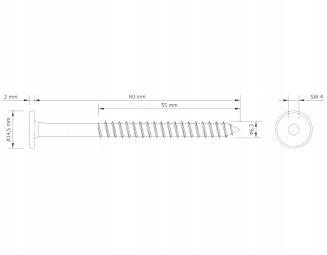 Profesjonalny wkręt HWI 6,3 × 80 mm – żółty, hartowany. - 3