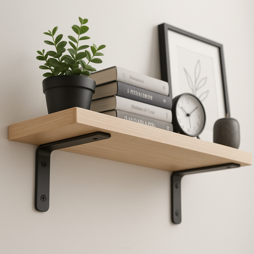 Wspornik LOFT typu L 180 × 100 × 38 mm, w czarnym macie.