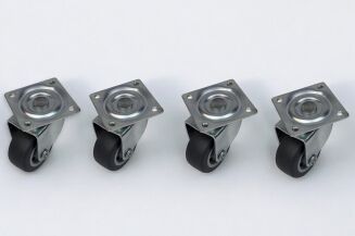 Rolka meblowa gumowana obrotowa Ø40 mm, z płytką montażową 42 x 42 mm. - 2