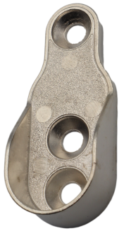 Wspornik drążka meblowego owalnego – niklowany uchwyt z odlewu, montaż na 3 wkręty. - 2