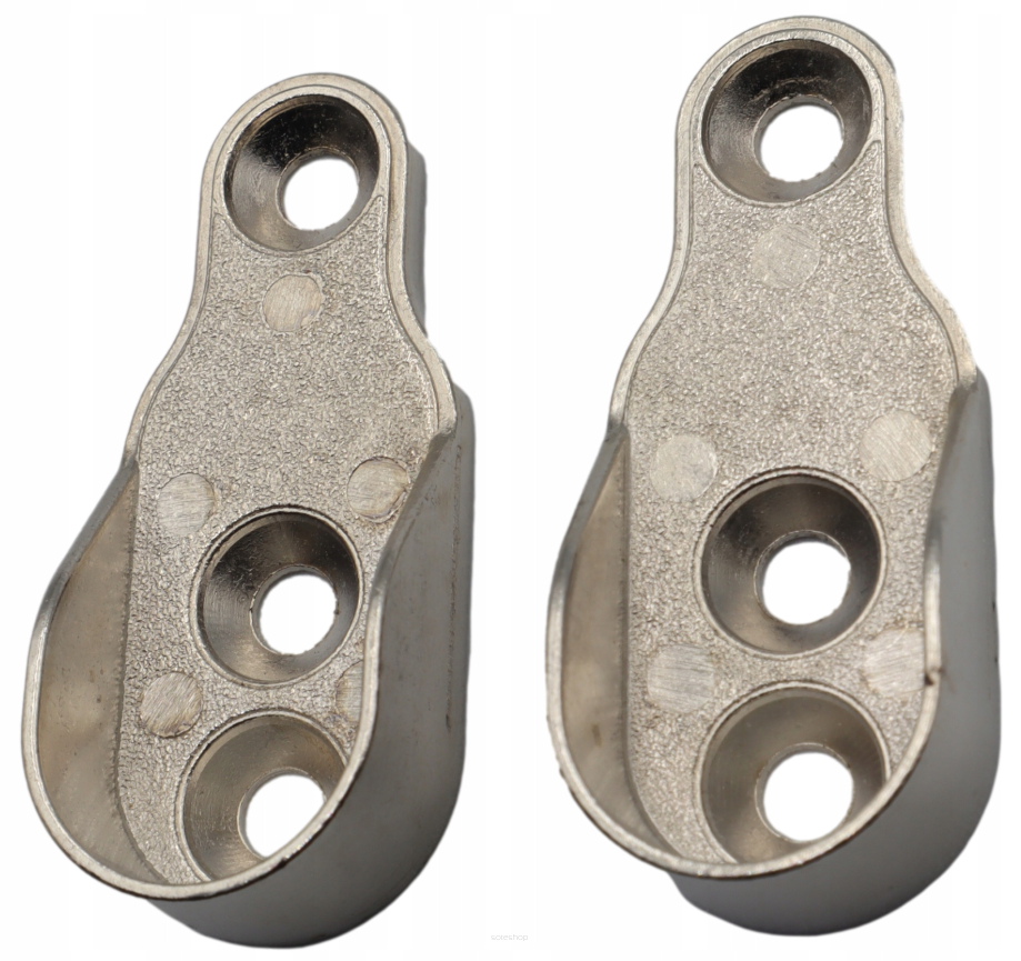 Wspornik drążka meblowego owalnego – niklowany uchwyt z odlewu, montaż na 3 wkręty.