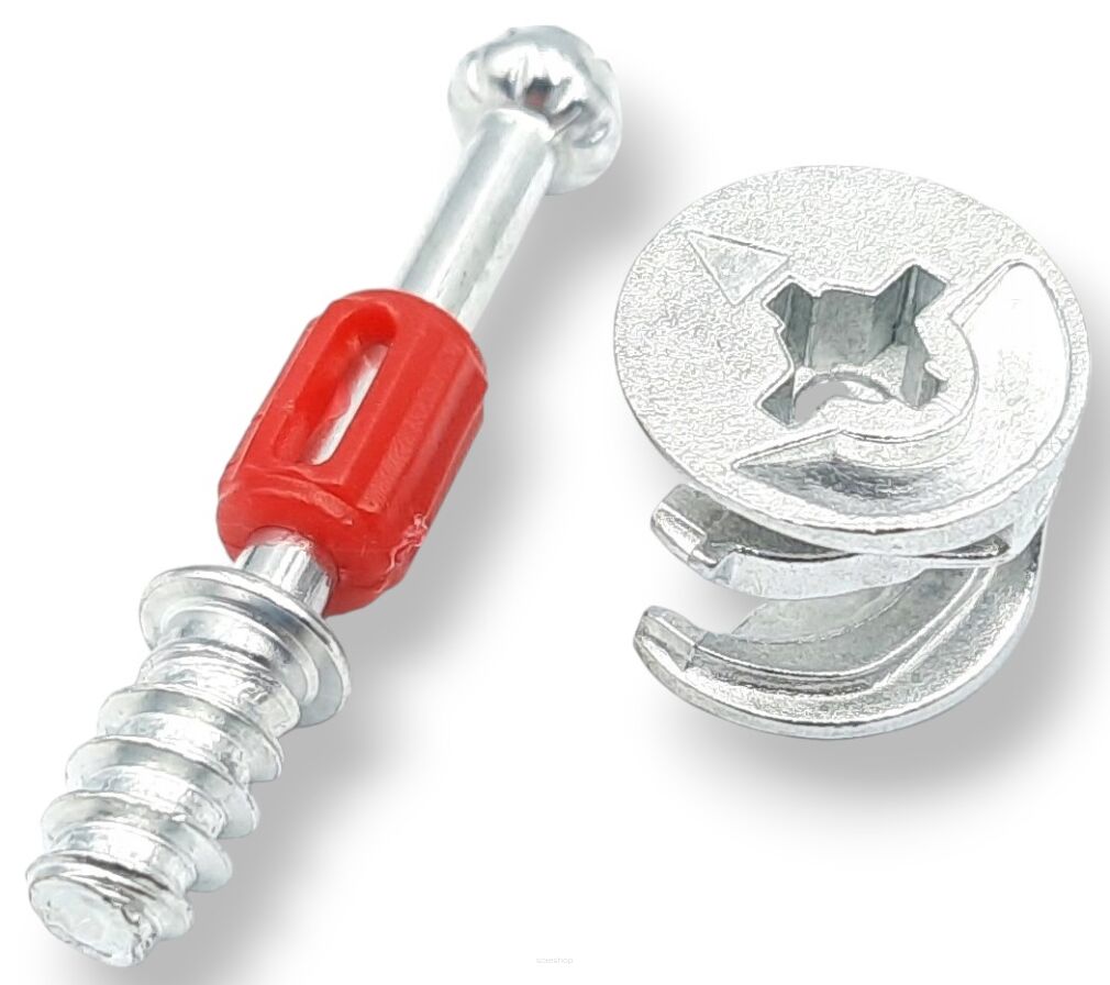 Złącze meblowe mimośrodowe 28 mm, z trzpieniem euro 6 mm (mimośród 15×12 mm) 20 szt.