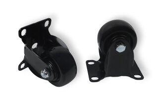 Kółko meblowe stałe Ø 65 mm — gumowane, czarne, podstawa 63 × 94 mm. - 3