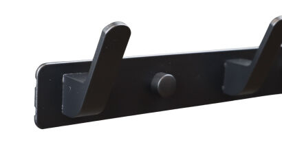 Wieszak ścienny loft czarny aluminiowy – 3 haczyki, montaż przykręcany / samoprzylepny.