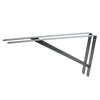 Wspornik półki srebrny 500 x 300 x 25 mm, stalowy uchwyt z wzmocnieniem. - 4