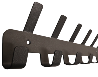 Wieszak ścienny loft czarny z 21 haczykami — stalowy, przykręcany. - 2