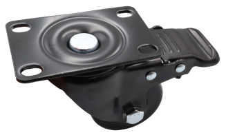 Zestaw 8 kółek obrotowych Ø 65 mm z hamulcem – gumowane, łożyskowane, podstawa 63 × 94 mm. - 3