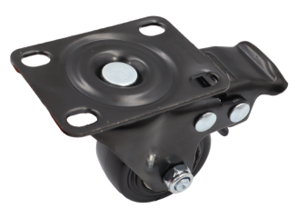 Zestaw 4 kółek obrotowych Ø 40 mm z hamulcem – gumowane, łożyskowane, podstawa 43 × 60 mm. - 3